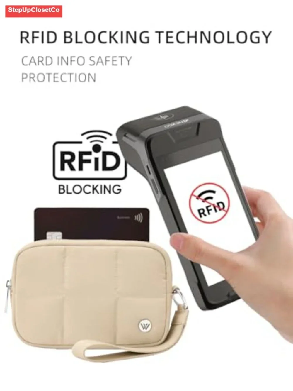 RFID Blocking Puffer Wristlet Wallet - Quilted Nylon Phone Wallet, Zipper Card